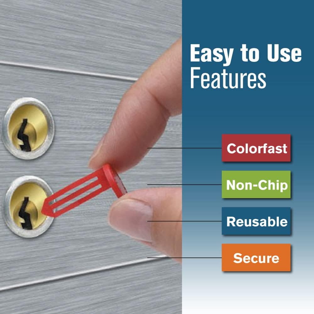 BankSupplies Keyhole Signals - Blue Rent Overdue Signal - Box of 25 - Non-Chip - Reusable & Long-Lasting - at-a-Glance Organization - Color Coded Plugs