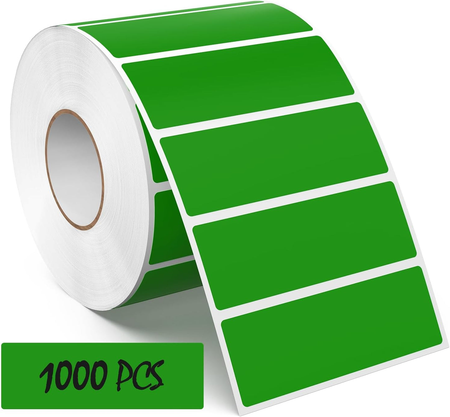 3 × 1 Inches Green Rectangle Color Coding Labels 1000 PCS, Self-Adhesive Writable Waterproof Vinyl Blank Sticker Roll for Office Home School Business