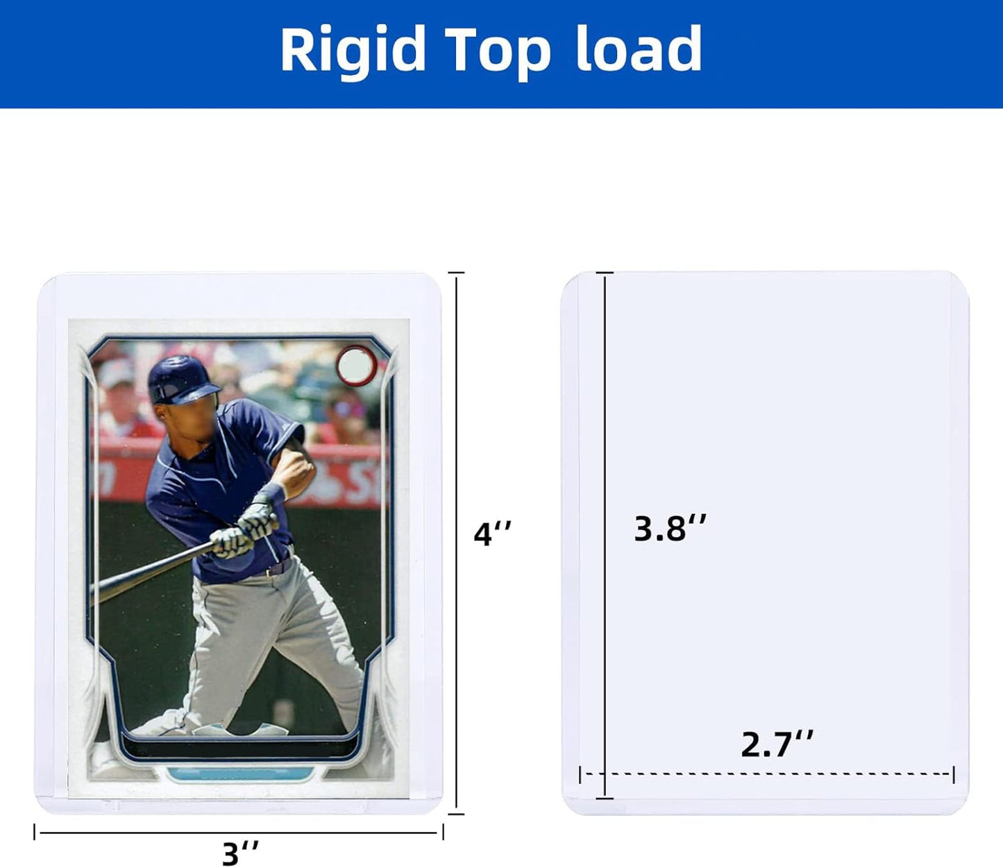 Arjiekwei 3"X 4" Card Sleeves Top Loaders for Cards, Baseball Protectors Hard Plastic, Premium Toploaders, Card Holder for Sports Baseball Trading Football Game Cards (100 Top Loaders)