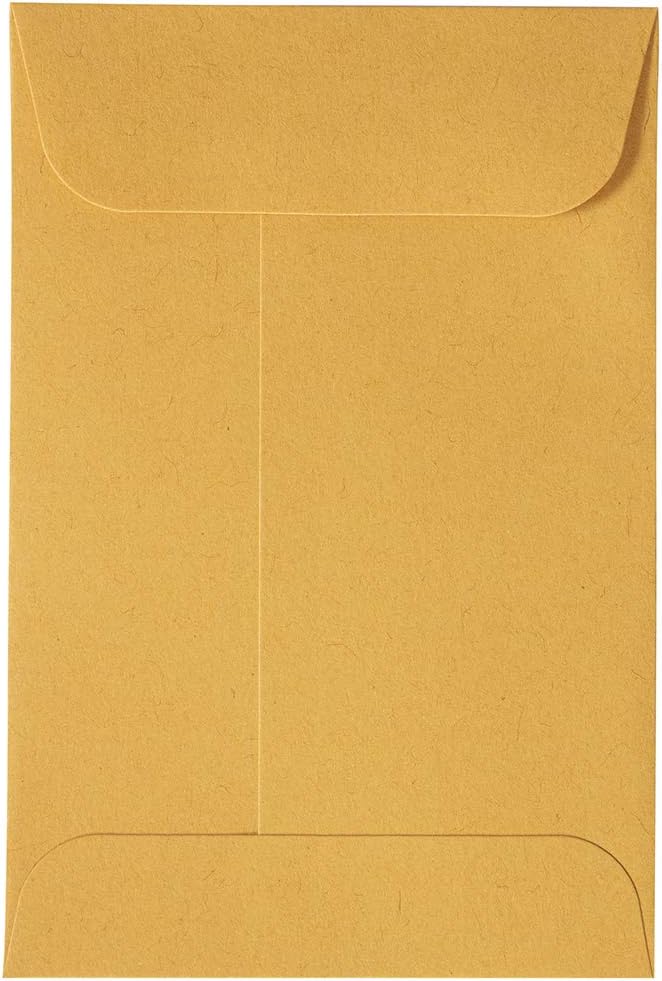 JAM PAPER #4 Coin Business Commercial Envelopes with Peel and Seal Closure - 3 x 4 1/2 - Brown Kraft Manila - Bulk 250/Box