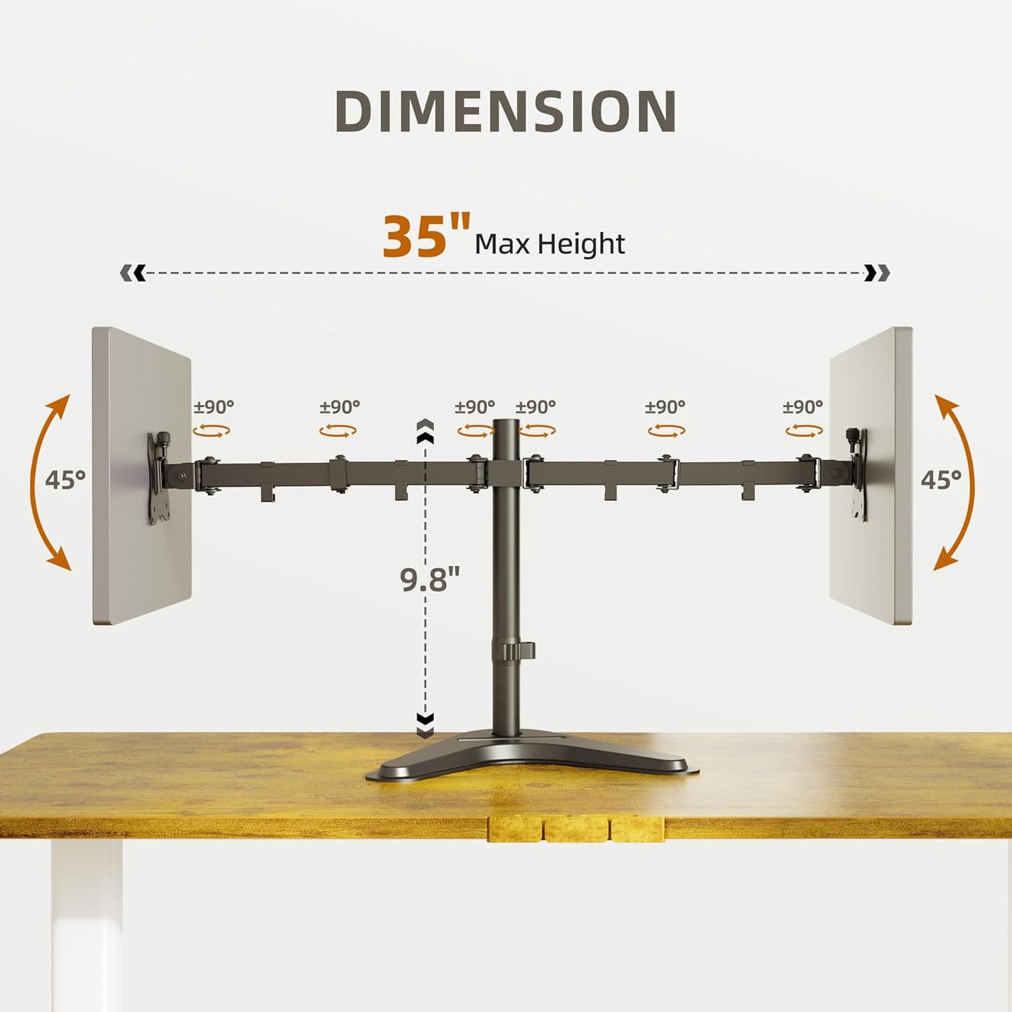 Claiks Dual Monitor Mount, Ergonomic Adjustable Monitor Arm for Max 32 inch Screens, Adjustable Computer Monitor Stand up to 40 lbs, VESA Mounting Holes 75&100mm, Black