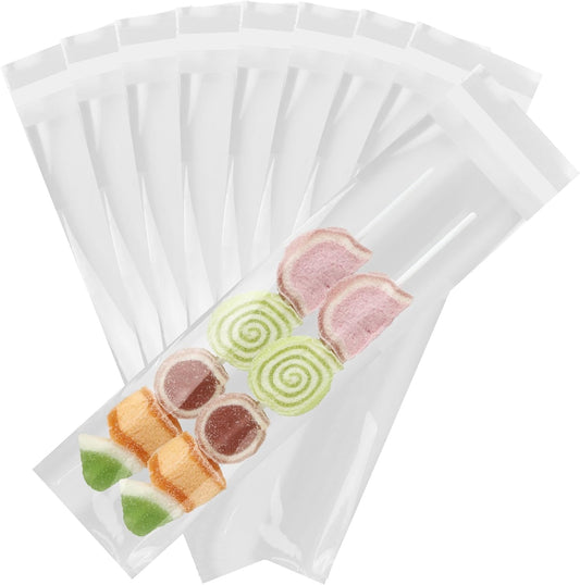 iMailer - 1000 Pcs - 3" x 11" Clear Polypropylene PP Self Seal Cellophane Bags, Food Safe, Limited Reuse, Extruded Construction, Self Sealing, Pretzel, Chocolate, Candy, Cookie Bags