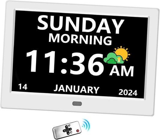 11 Inch Digital Clock with Day and Date for Elderly Alzheimer's Clock Customizable Alarms 3 Display Modes Large Font Alarm Clock for Seniors Auto DST