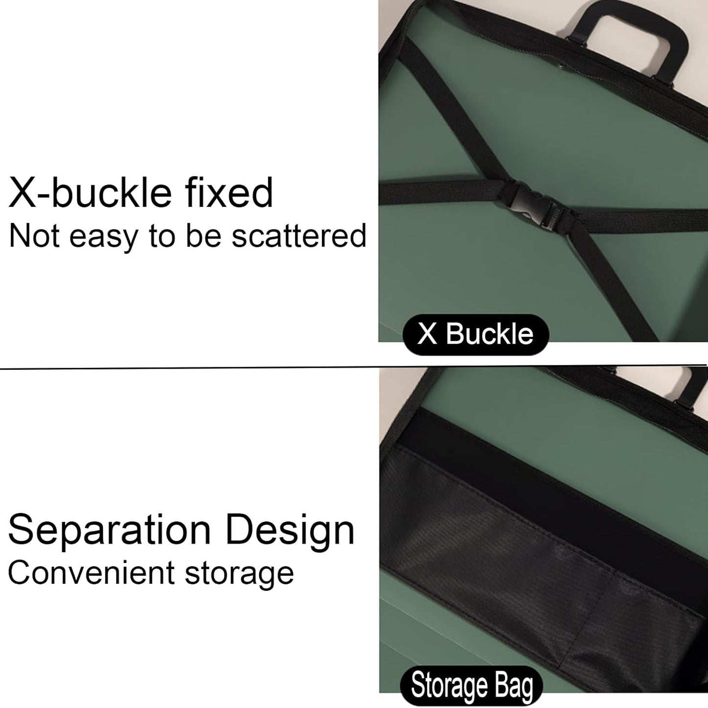 Acocony 11x17 Portfolio with Zipper Closure PP Material Oxford Cloth Edge Waterproof Green 1 Pack