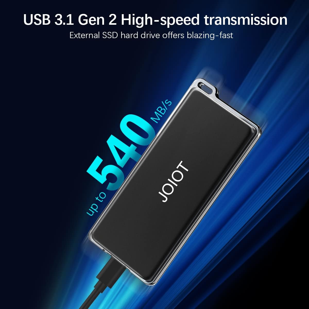 2TB Portable External SSD - Up to 540MB/s, USB 3.1 Type C Flash Drive External Solid State Drive, Portable SSD Type A to C Cable for PC/Laptop/Mac/Android/Linux