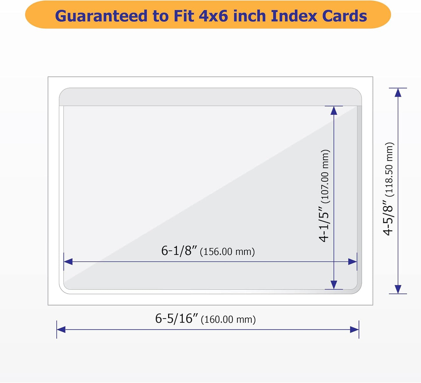 Clear Adhesive 4" x 6" Index Card Pockets with Top Open for Loading, 50 Pack, Plastic Labels Holders for Storage Bins and Library Card, Organizing and Protecting Your Index Cards or Photos