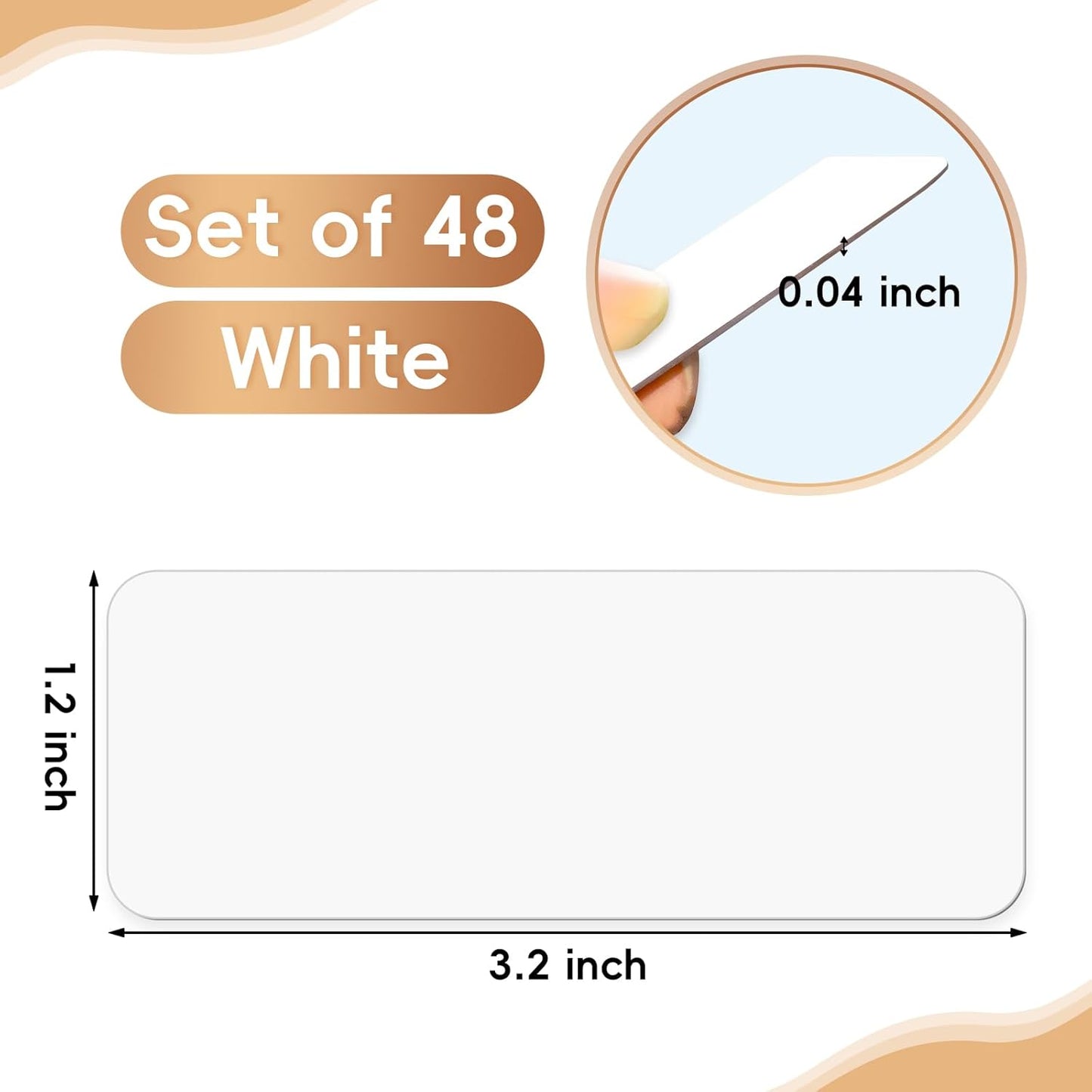 48 Pieces White Magnetic Dry Erase Labels,Real Reusable Strips for Classroom Home Office Garage Refrigerator Blank Writable Erasable Cards Colored Border Name Tags Students Locker Shelf