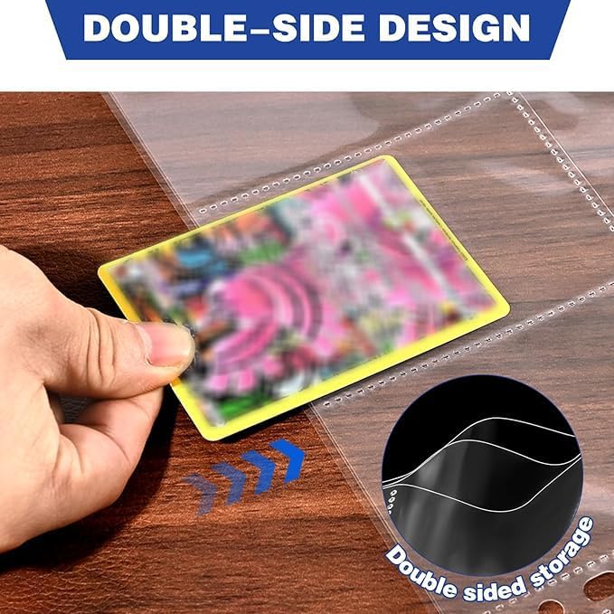 100 Pack 9 Pocket Double Side Card Sleeves Binder Sheets, Holds 1800 Cards, Trading Card Binder Sleeves for 3 Ring Binder, Card Sleeve Pages for Baseball, Football, Business, TCG, Kpop Cards