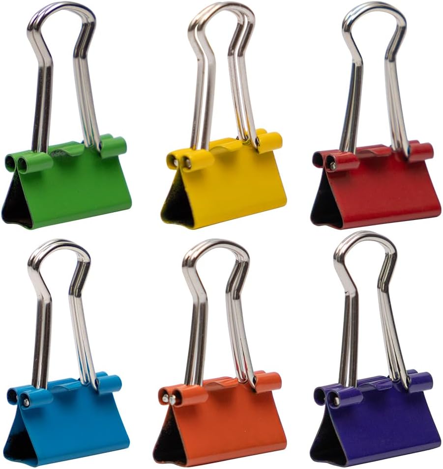 JAM PAPER Colorful Binder Clips Assortment - Extra Small - 3/5 Inch (15 mm) - Assorted Rainbow Colors - 180 Binderclips/Pack