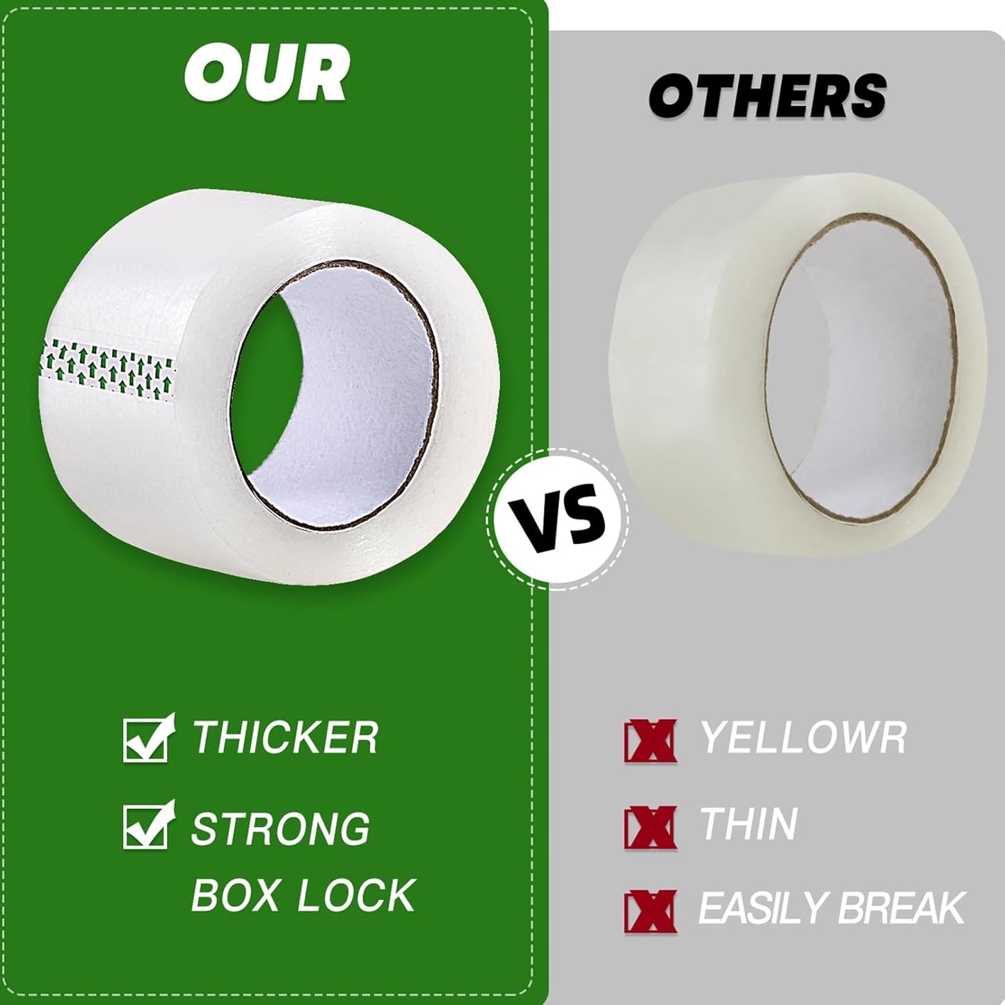 Clear Packing Tape (36 Rolls), Heavy Duty Packaging Tape for Shipping Packaging Moving Sealing, 2 inches Wide, 65 Yards Per Roll