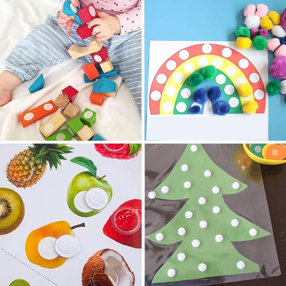 1200Pcs (600 Pairs) 0.59in/15mm Diameter Hook and Loop Self Adhesive Dots Tapes, White Nylon Sticky Back Dots, Fastener Round Tapes for Home, Office and Classroom