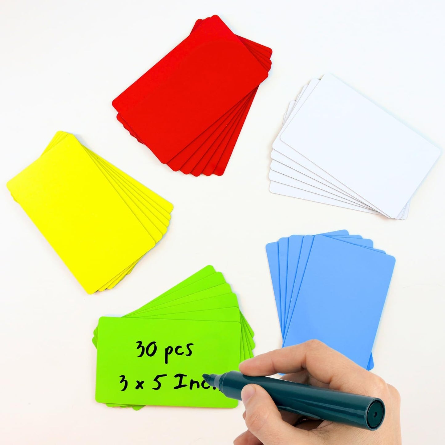 Availey 30 Pieces (3 x 5) - Full Colored Magnetic Dry Erase Labels - Reusable Strips for Classroom Home Office Garage Refrigerator Blank Writable Erasable Cards Name Tags Students Locker Shelf