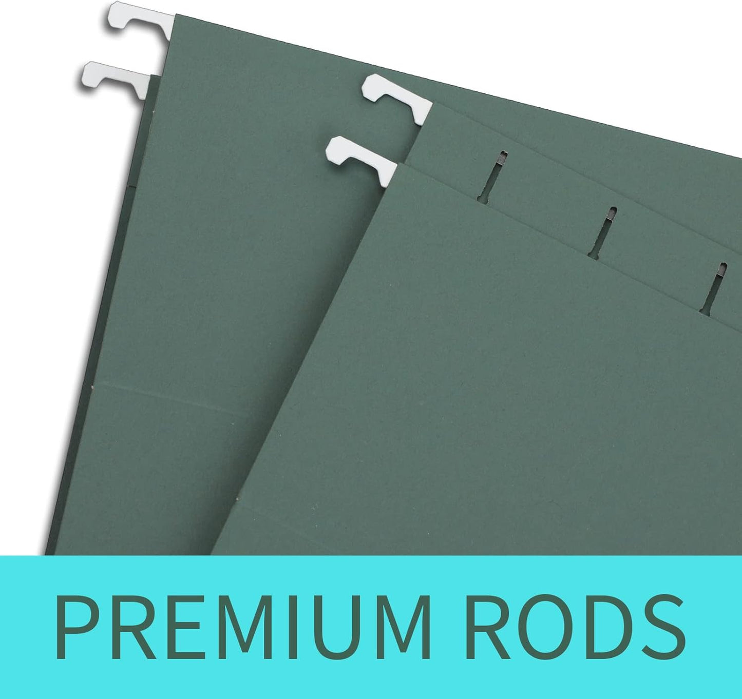 HERKKA Extra Capacity Hanging File Folders, 30 Pack Reinforced Letter Size Hanging Folders with Heavy Duty 0 Inch Expansion, Designed for Bulky Files, Green