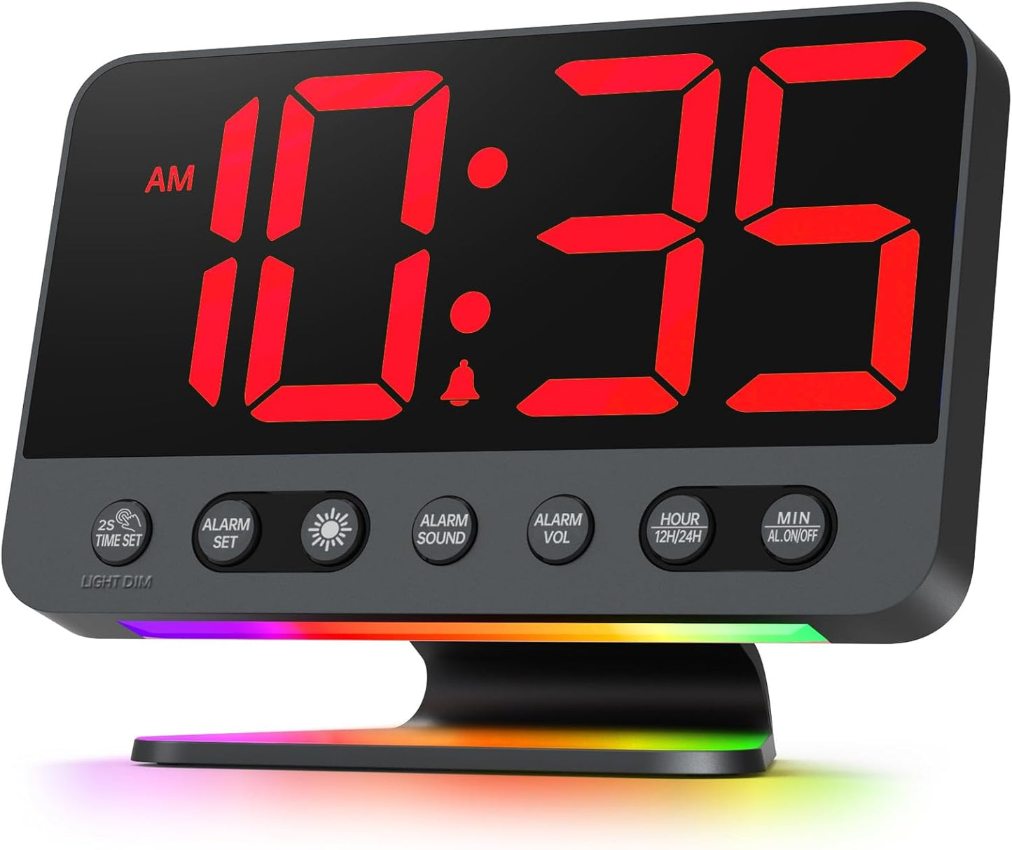 Digital Alarm Clocks for Bedrooms: Large Bold Number 5 Brightness Dimmer - Easy to Read Across The Room - 5 Alarm Sound 8 Night Light - Red
