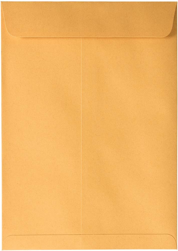 JAM PAPER 7 1/2 x 10 1/2 Open End Catalog Envelopes with Peel and Seal Closure - Brown Kraft Manila - 100/Pack