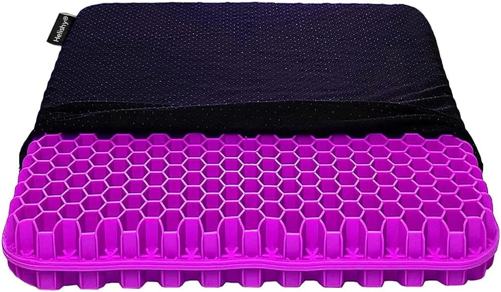 Gel Seat Cushion, Egg Seat Cushion for Tailbone, Back, Sciatica Pain Relief - Gel Enhanced Chair Pads with Non-Slip Cover for Office Home Chair Car Seat Wheelchair (Standard, Violet)