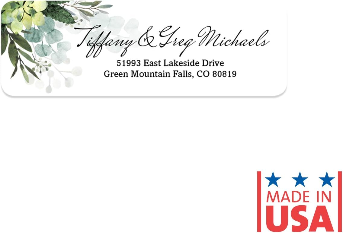 Floral Greenery Rolled Address Labels/Roll of 250 Personalized Address Labels/Designer Return Address Stickers in Elegant Plastic Dispenser