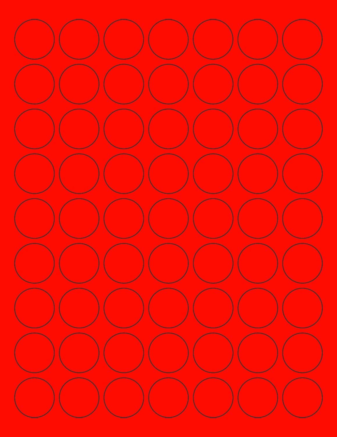 8-1/2 x 11" Neon Color High Light Fluorescent Labels for Laser & Inkjet Printer (RED Fluorescent, 1" Round - 63 per Page - 6300 Labels)