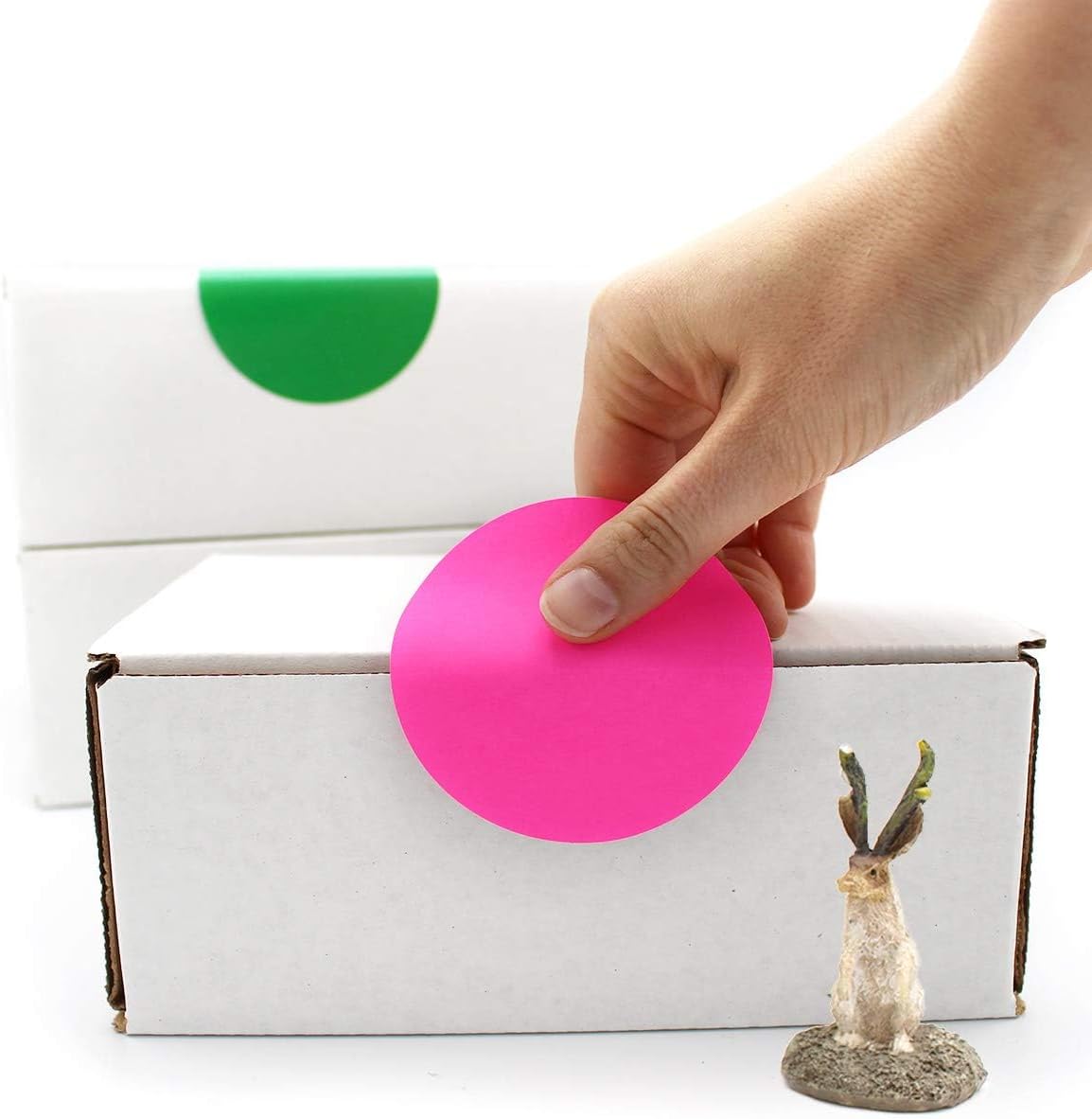 ChromaLabel 3 Inch Circle Sticker Labels, High Visibility Round Colored Stickers, Permanent Stickers - 500 Sticky Dots per Roll, Fluorescent Pink Label Sticker