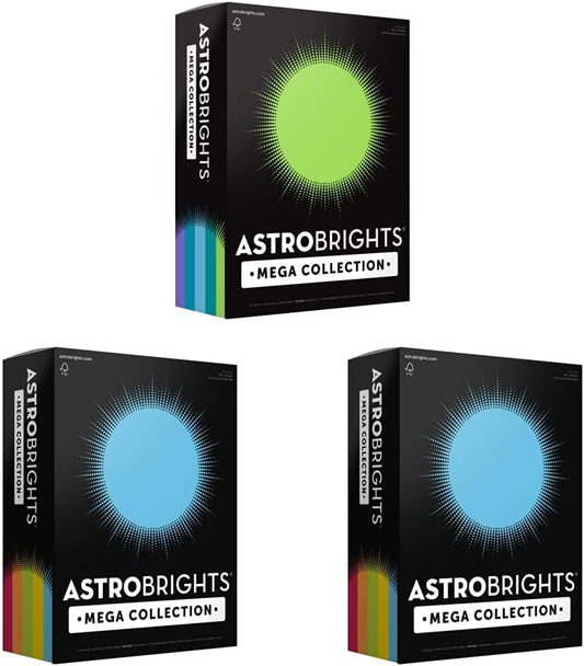 Astrobrights Mega Collection, 8.5" x 11" (91689) & Mega Collection, Colored Paper, 625 Sheets & Mega Collection, Colored Cardstock,"Classic" 5-Color Assortment, 320 Sheets