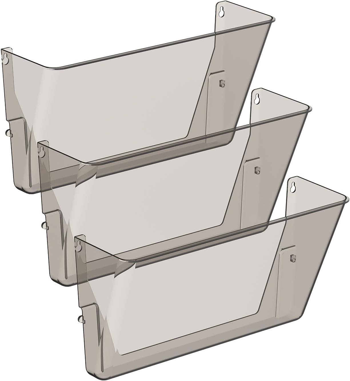 Clear Acrylic Single Pocket, Plastic Hanging Wall Mount File Holder for Office Home (Gray, pack3)