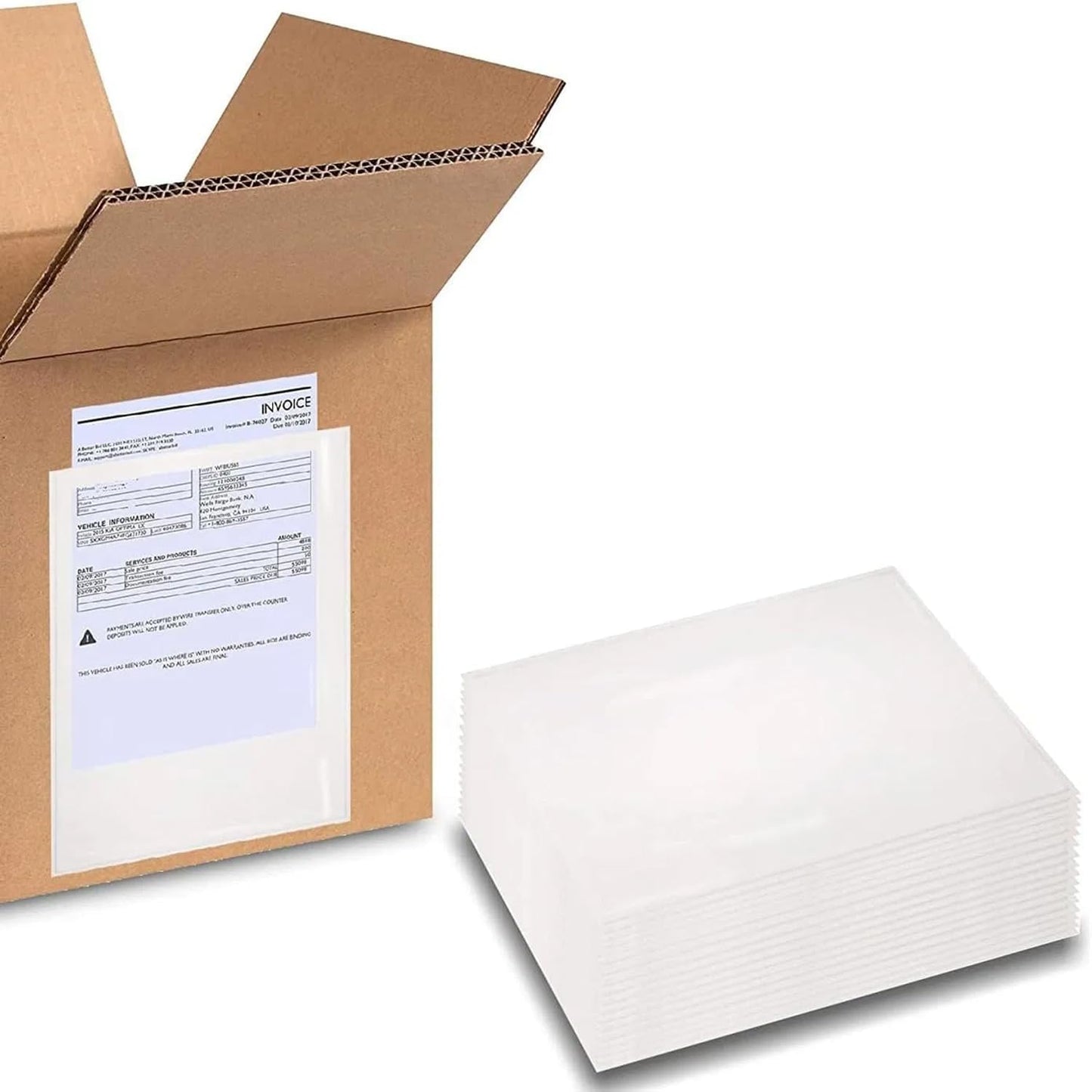 9.5"x 12" Clear Enclosed Packing Envelope Plain Face Usable Dim 9" x 11.5" Front- Clear, Back- White (500 Pack)