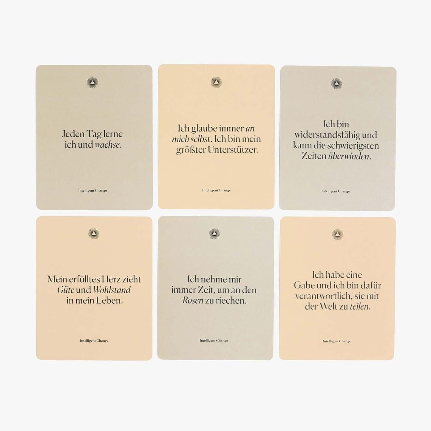 Intelligent Change German Mindful Affirmation Cards, Daily Words of Encouragement Cards, Self Affirmation Inspirational Gifts, Self Care Box of Positive Affirmations, Display Stand, Deck of 52