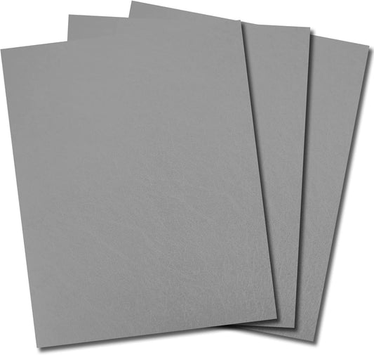 Binditek 50 Pack 16 Mil Leather Textured Polycovers - Binding Presentation Covers for Business Reports and Proposals 8-1/2 x 11 Inches, Grey Color, for Students and Coworkers