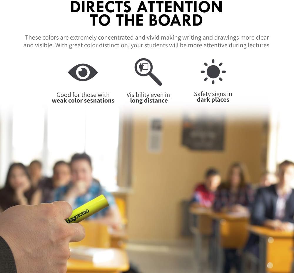 Hagoromo Fulltouch Luminous Chalk 1 Box, Non-Toxic, Dustless [72 Pcs/5 Color Mix]