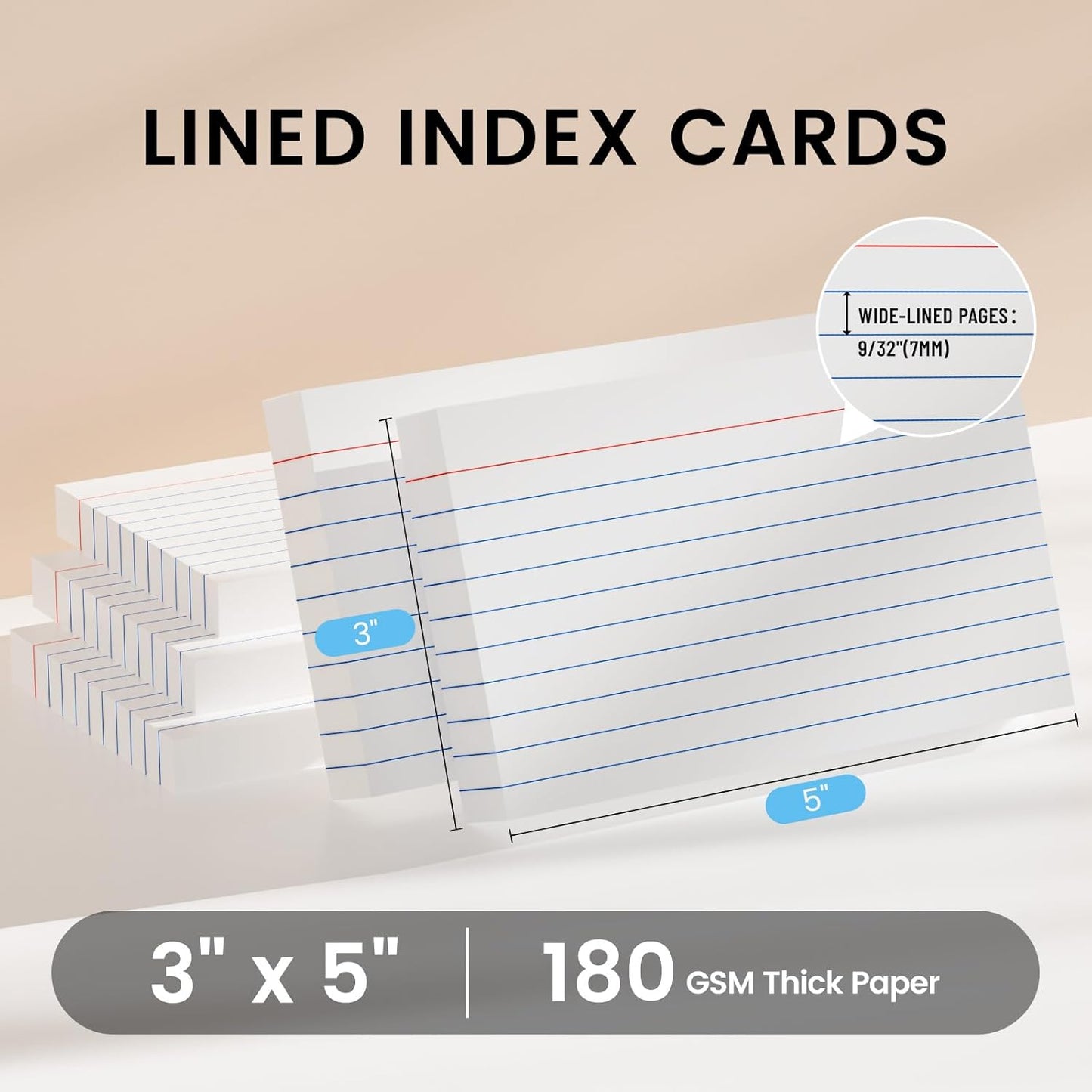 Index Cards 3x5 Inch, 300sheets, Flash Cards,Ruled Lined White Note Cards Paper For Studying, Schools Supplies, College, Office And Home Organization, Note Taking Supplies