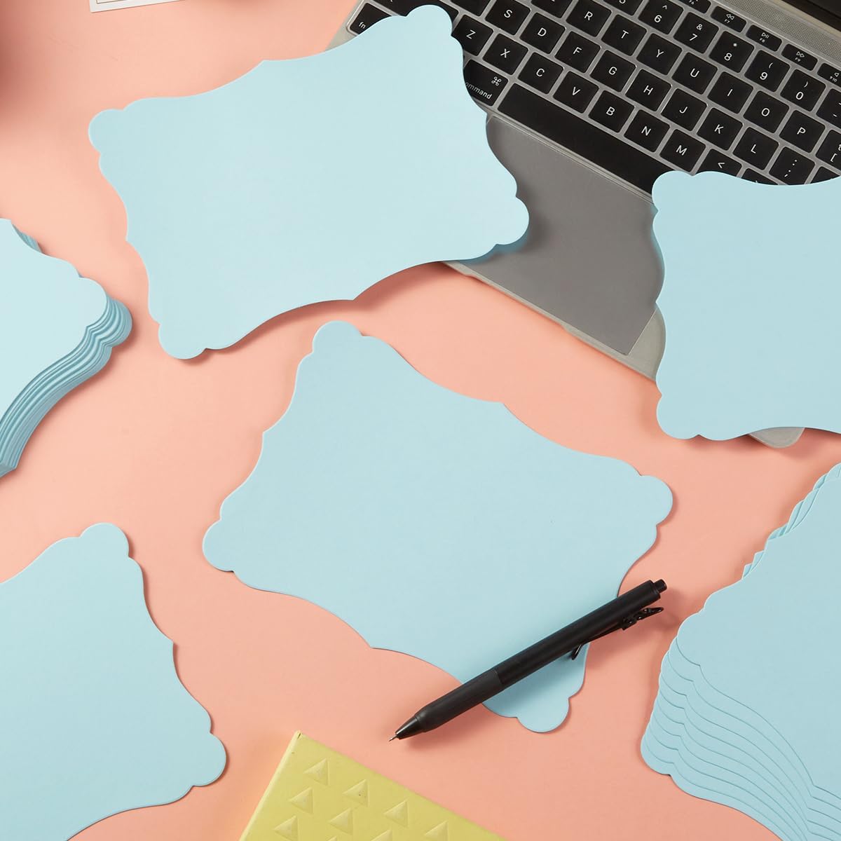 50 Pack Blank Kraft Cards Cardstock Thick Paper Brown Greeting Cards for DIY Gift Card Menus, Baby Shower and Wedding Invitations (Light Blue, 5x7IN)