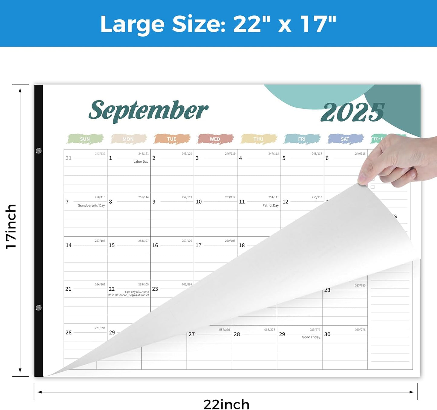 Desk Calendar 2025-2026, Desk Calendar Large 22x17, 18 Months Desk Top Calendar, From July 2025 to December 2026 with To Do & Notes, Holiday & Julian Date for Home, School & Office