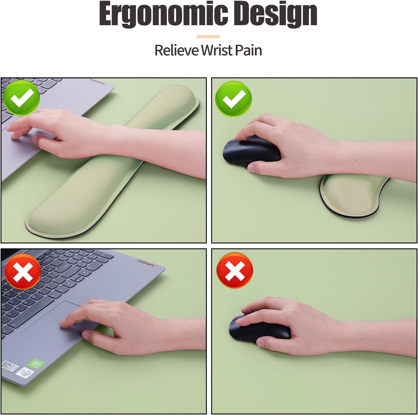 Bloss Leather Desk Mat and Keyboard Wrist Rest, Large Mouse Pad + Keyboard Pad+Mouse Wrist Support, Non-Slip Desk Mat Protector for Office, Home(35.4×15.7 Inches, Green)