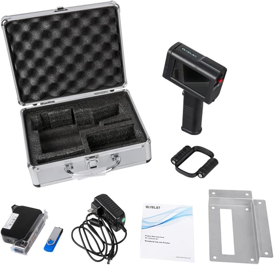 Handheld Inkjet Printer HH6105B2 with bt-2580P Black & LED Touch Screen for Code Variable Data QR Logo Serial on Multi Surface,Expiration Date Printer (Support 17 Languages) (0.5inch/B2)