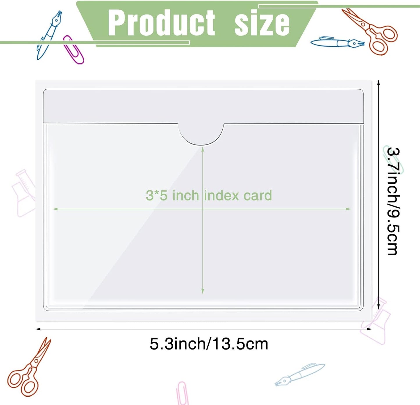 Chinco 50 Pack Clear Adhesive Pockets, Labels for Storage Bins, Plastic Self Adhesive Index Card Holder with Top Open for Organizing Bins Box Drawer(3.7 x 5.3 Inches)