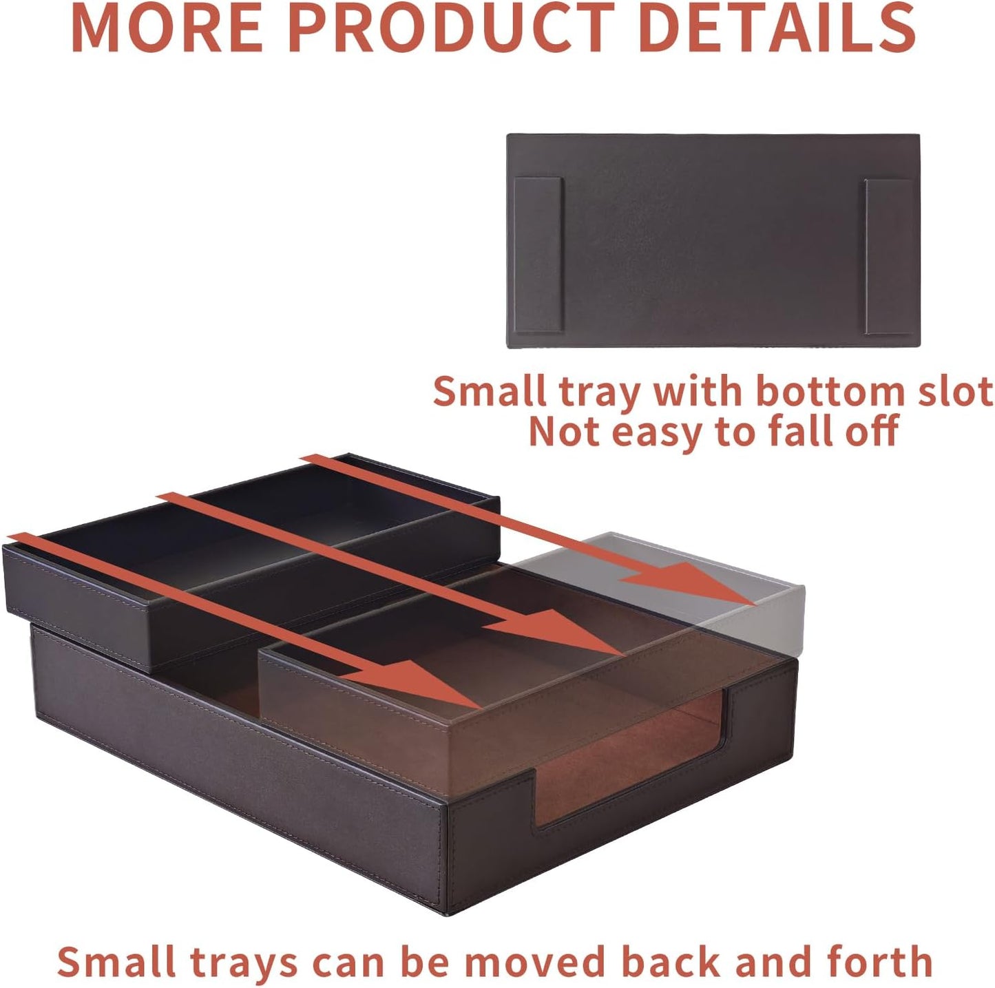 4 Pack Leather Office Supplies/Desk Organizer for Letter Paper Tray,Sticky Note Holder,Pen Cup,Stackable Small Letter Mail Sorter Tray,Workspace Decor for Women Men (Brown, 4-piece set)