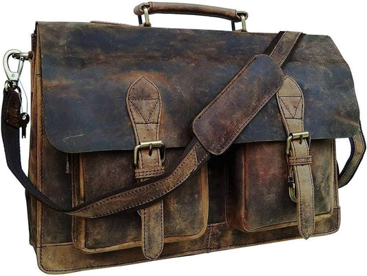 cuero Retro Brown Laptop Messenger Bag Office Briefcase Crossbody Travel Bag For Men And Women Bag Office Laptop Bag