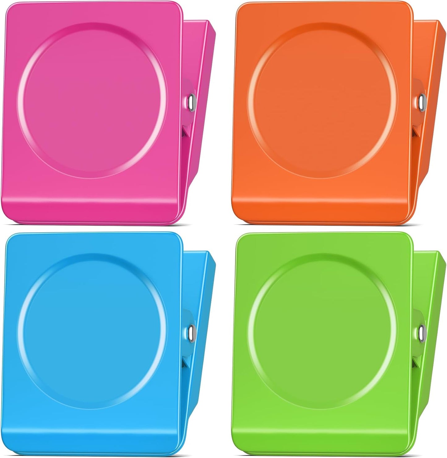 FINDMAG Extra Large Clip Magnets, 4 Pack Coloful Magnetic Clips Heavy Duty, Magnet with Clips for Home, Refrigerator, Hanging, Kitchen, Office - 2.2 Inch