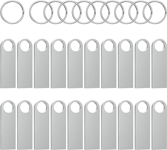 ABLAZE 128MB Flash Drive 20 Pack, Metal USB 2.0 Thumb Drives with Keychains USB Sticks Pendrives (Sliver)