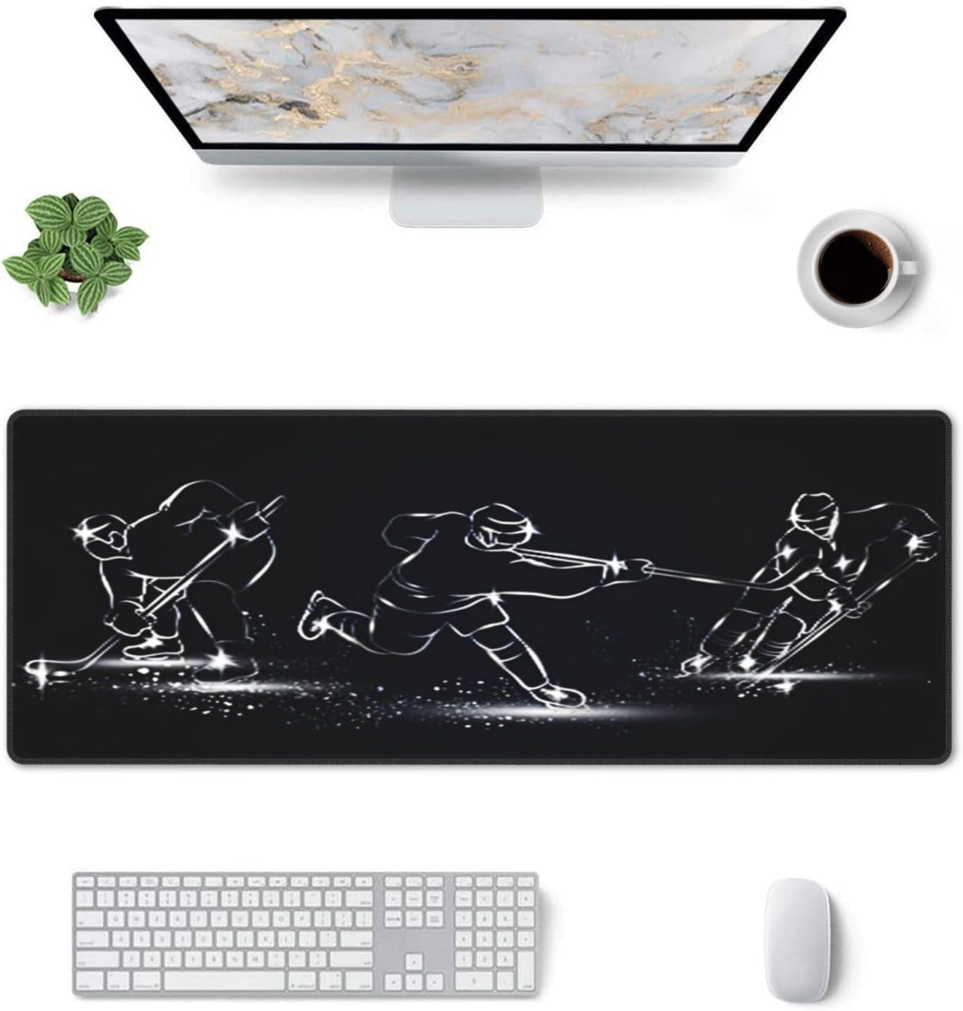 Ice Hockey Mouse Pad, Large Big Gaming Mouse Pad Desk Pad, Mousepad with Non-Slip Rubber Base, Extended XXL Mouse Mat for Computer Laptop Office Accessories