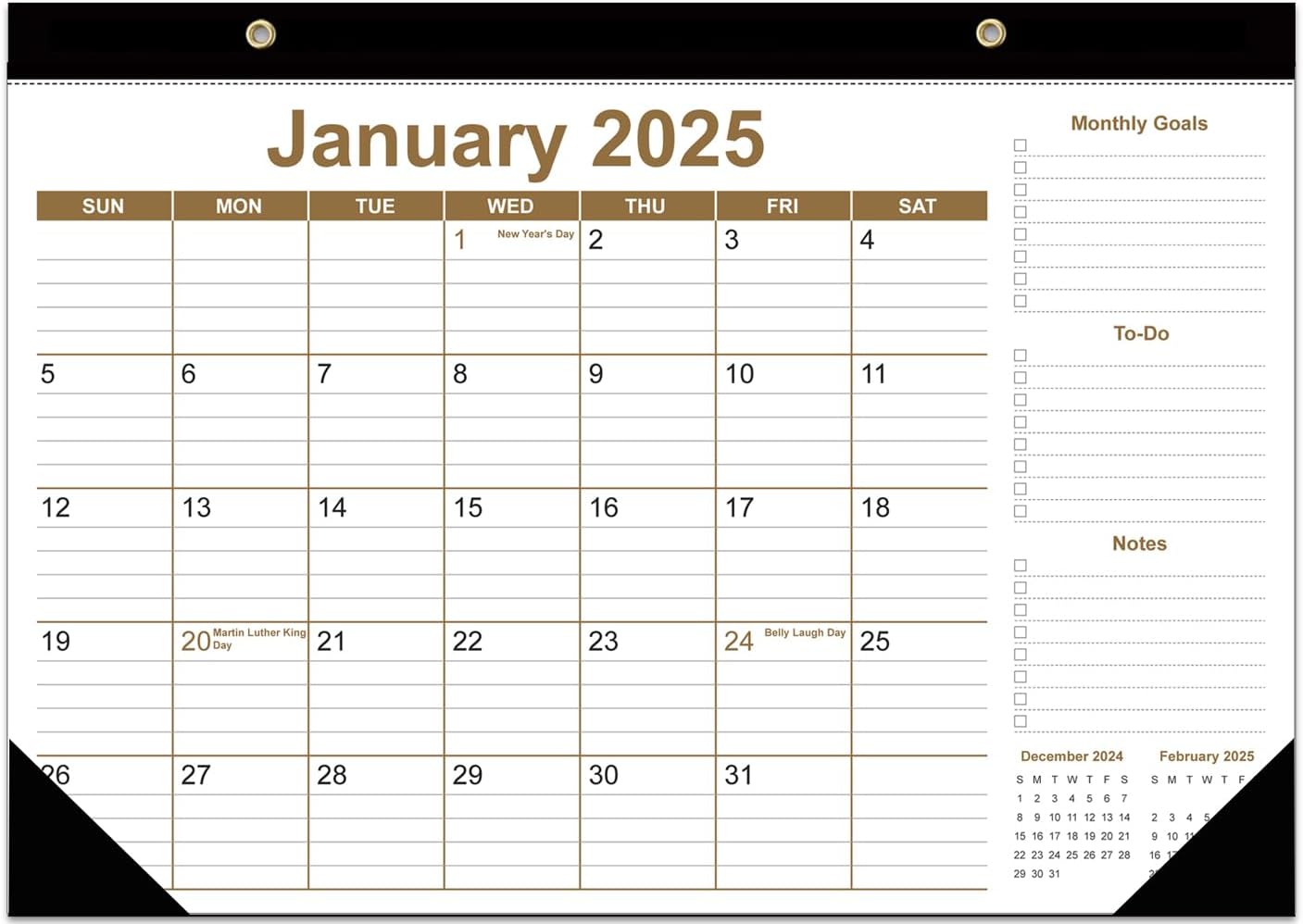 Desk Calendar 2025-2026 - 18 Months Calendar from January 2025 to June 2026, Desk Calendar 2025 with Thick Paper, 12" x 17", Brown