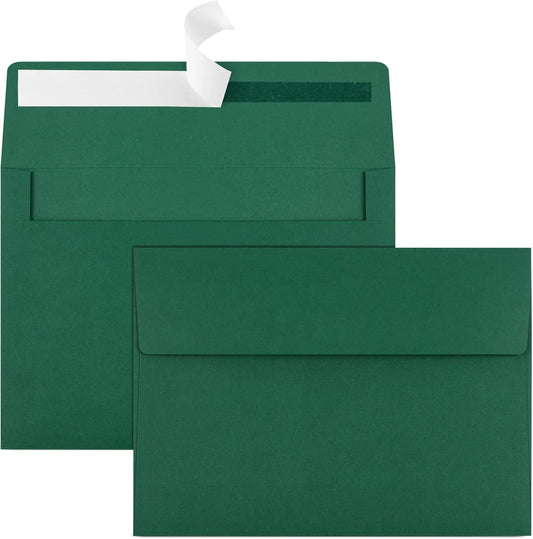 70 Pack A2 Dark Green Envelopes - Self Seal for Photos, Invitations, Greeting Cards & 4.5x5.5 Cards
