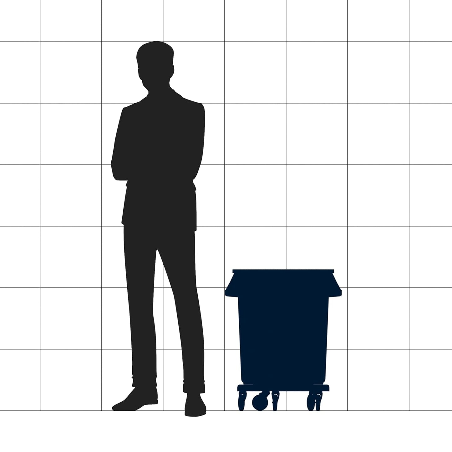 20 Gallon Gray Round Commercial Trash Can with Lid and Dolly