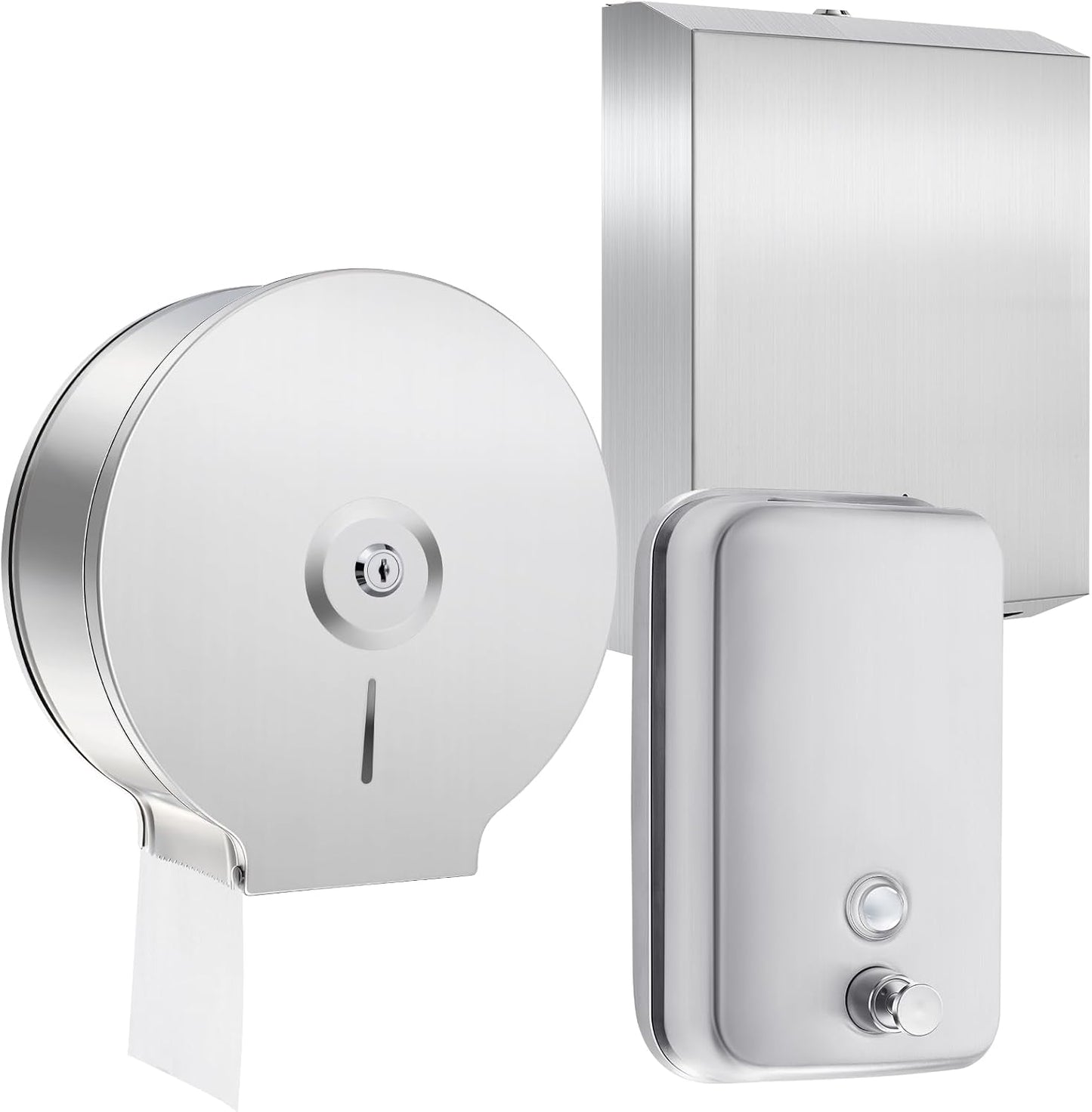 3 Pcs Commercial Sanitary Napkin Receptacle and Paper Towel Dispenser Set Include 1 Wall Mounted Tampon Holder and 1 Stainless Steel Paper Towel Holder (1000 ml,Style 5)