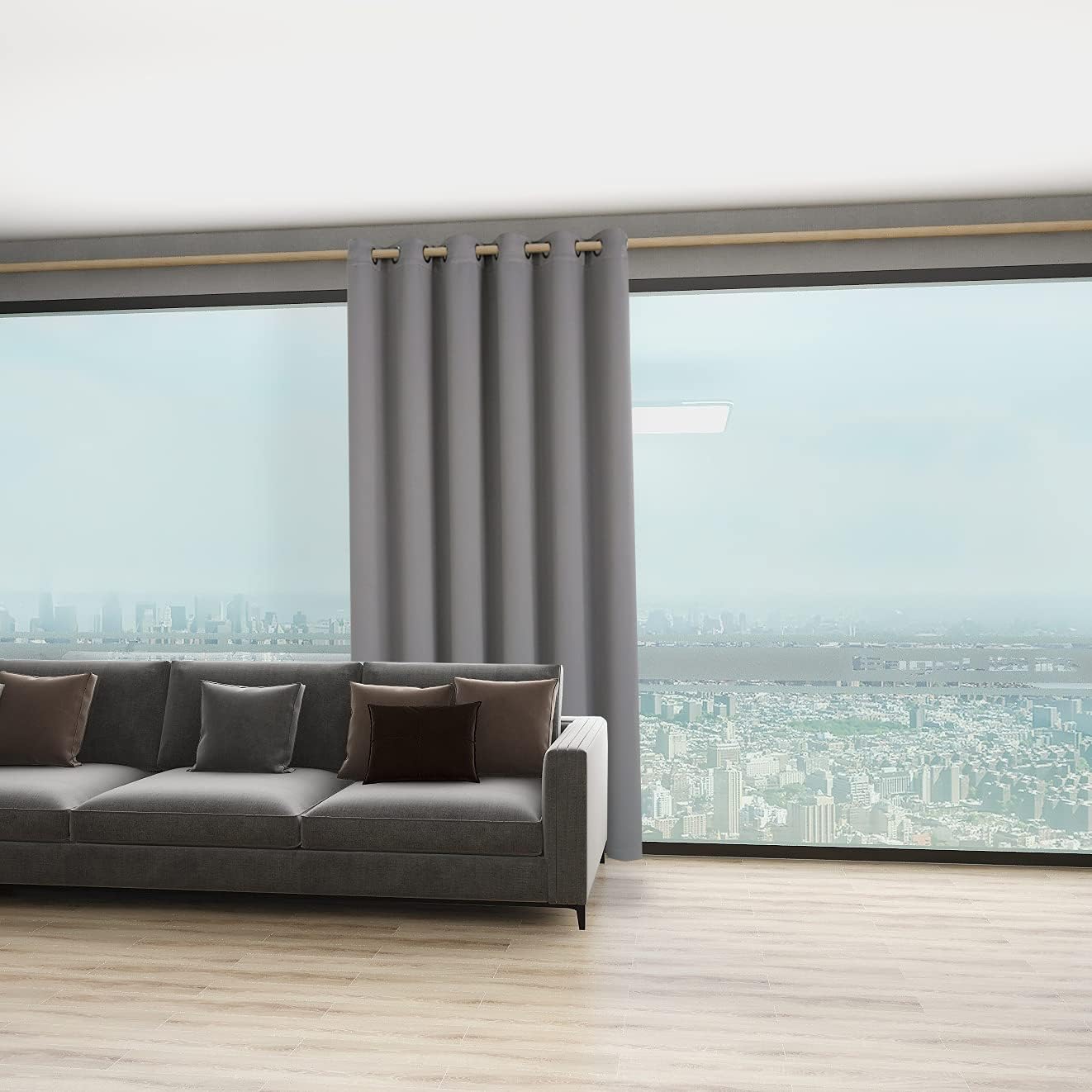 BONZER Room Divider Curtain Total Privacy Wall Wide Grommet Room Darkening Curtains for Patio Sliding Glass Door, 84L x 70W Inch (7L x 5.8W ft), 1 Panel, Silver