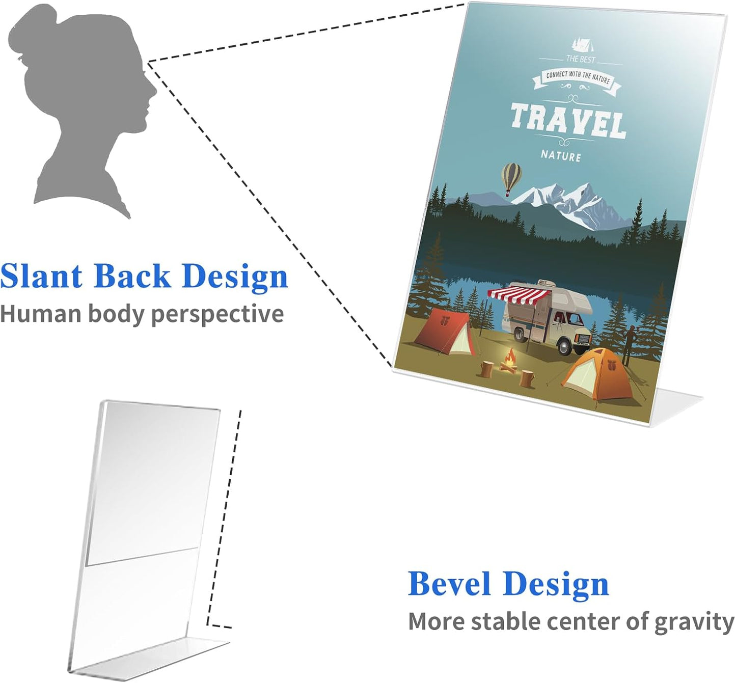 18 Pack Acrylic Sign Display Stand 8.5 X 11, L Shape Clear Plastic Sign Frame, Picture Photo Frame, Flyer Document Paper Holder for Office Desktop