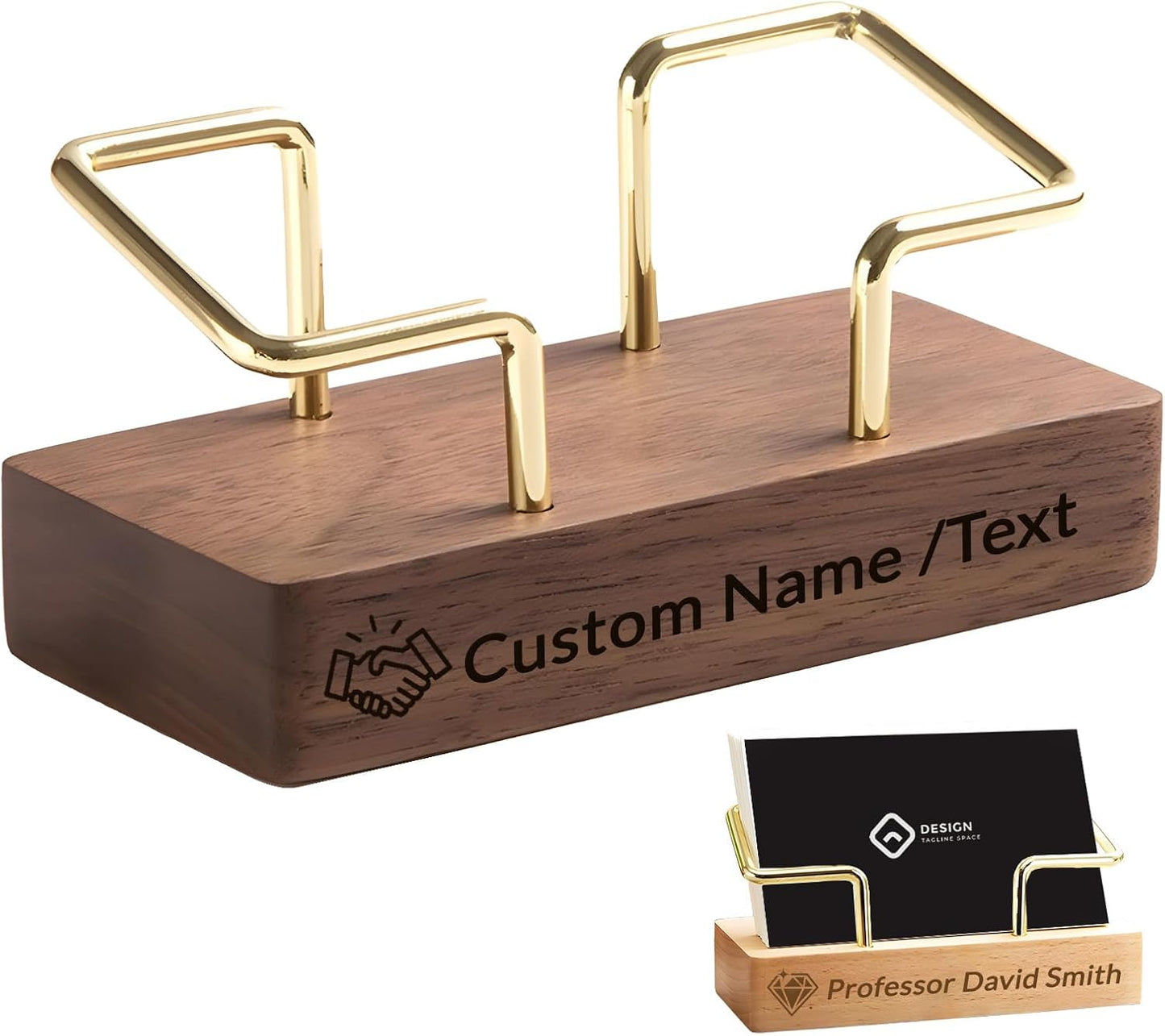 HJX Custom Business Card Holder for Desk - Personalized Engraved Name Logo Wooden Business Card Organizer, Customized Business Card Desktop Display Gifts for Men Women (1 pack)