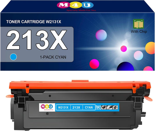 213X Cyan Toner Cartridge(with Chip) W2131X Compatible with 213X Toner Cartridges for Enterprise 5700dn 6700dn 6701dn, MFP 5800 6800, Flow MFP 5800 6800(1Pack, Cyan)