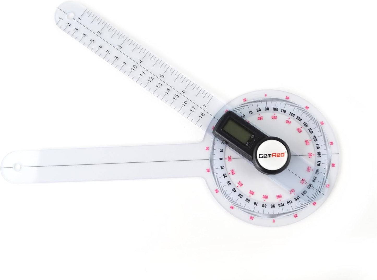 GemRed 12" Digital Goniometer 360 Degree Physical Therapy Plastic Protractor for Joint Range of Motion ROM Measurement