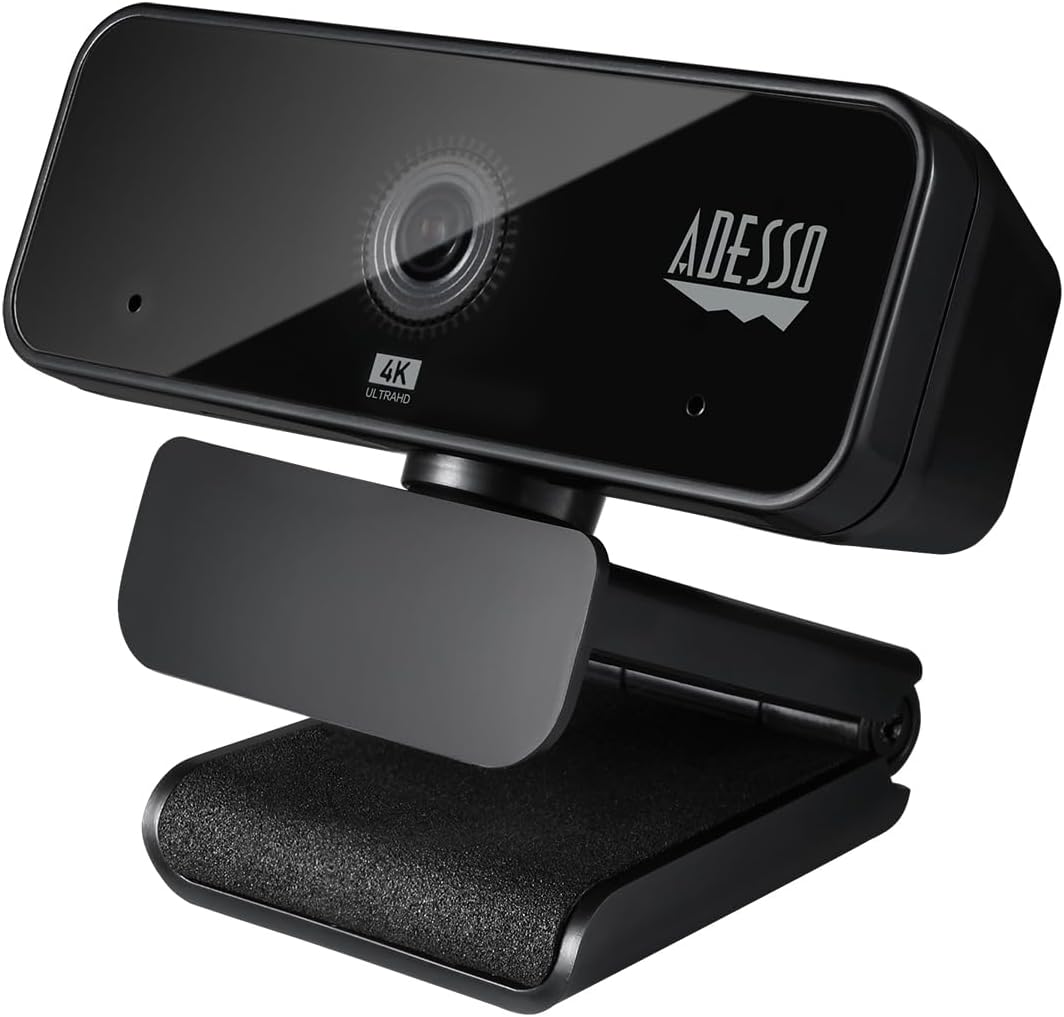 Adesso Cybertrack H6 4K Ultra HD USB Webcam with Built-in Dual Microphone & Privacy Shutter Cover, Black